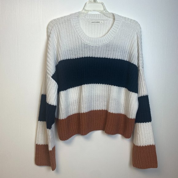 moon & madison Tops - Moon & Madison Stripped Knit Cropped Sweater Size Large